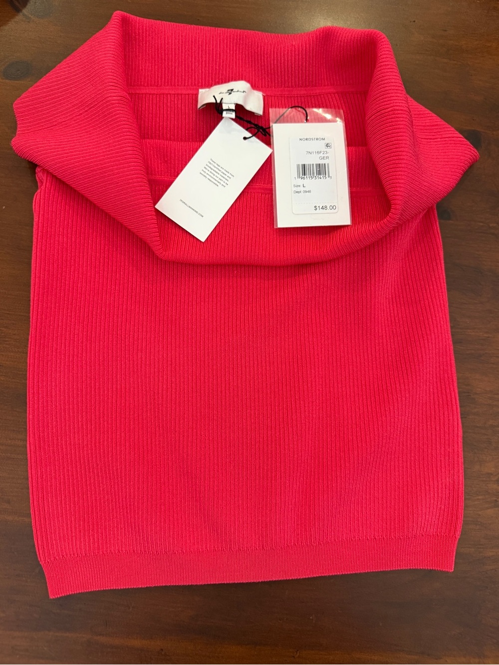 7 For All Mankind Off-the-Shoulder Ribbed Sweater - Picture 4 of 10
